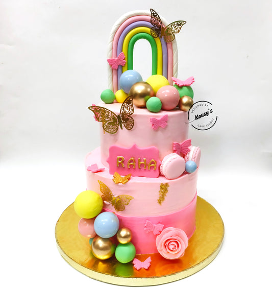 Rainbow & Butterflies cake